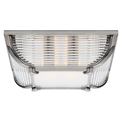 Perry Large Flush Mount in Polished Nickel with White Glass